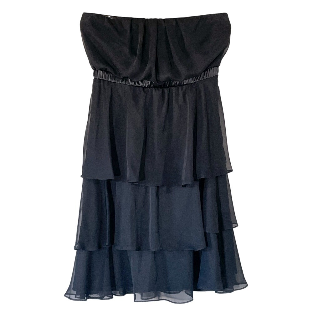 Torrid Black Strapless Sheer Layered Ruffle Holiday‎ Party Dress Size 12